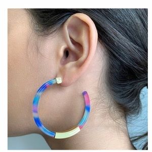 Sterling Forever-Cake Resin Bar 50mm Hoop Earrings